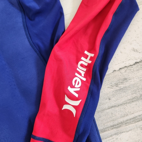 Hurley Coast Guard Hooded Surf Top Blue Red Size Small - Picture 7 of 10